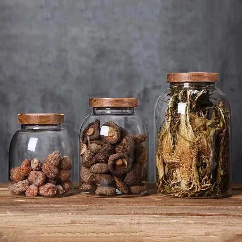 Glass Jar with Wooden Lid