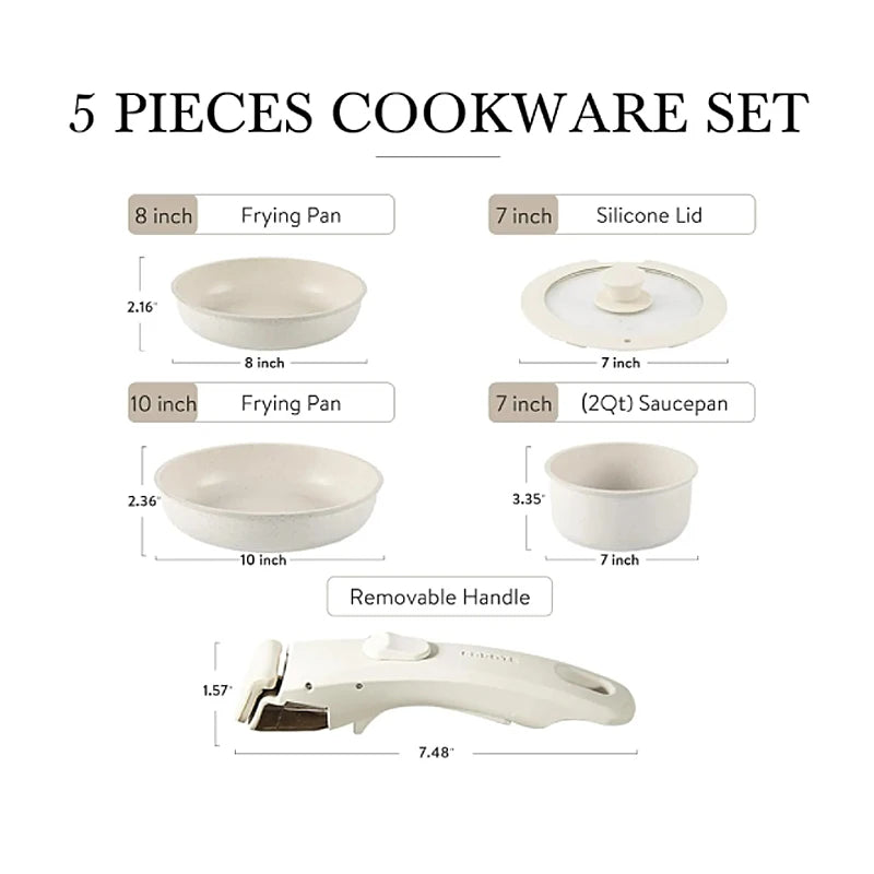 Non-Stick Cookware Set with Removable Handles